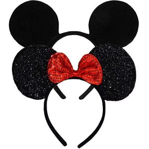 FANYITY Christmas Mouse Ears Headbands, 2 Pack