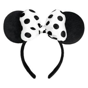 3D Polka Dot Velvet Mouse Ear Bow Headband