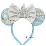Blue Sequin Mouse Ears Headband with Bows