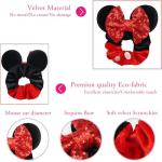 Mouse Ears Velvet Scrunchies - 6 Pack Set