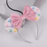 Pink Velvet Mouse Ears Bow Headband for Festivals