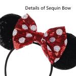Polka Dot Mouse Ear Headband with Sequin Bow