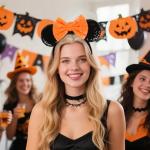 Orange Sequin Mouse Ears Headband for Halloween