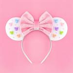 Pink Velvet Mouse Ears Bow Headband for Festivals