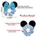 Mouse Ears Velvet Scrunchies - 6 Pack Set