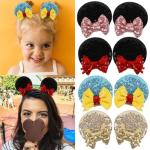 Glittery Mouse Ears Hair Bows Clips Pack