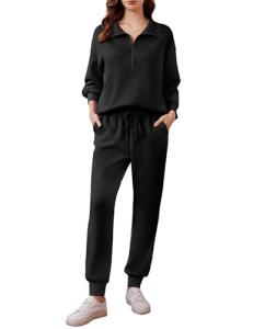 Black Long Sleeve Lounge Set for Travel