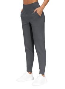 Women's Tapered Joggers with Pockets - Dark Grey