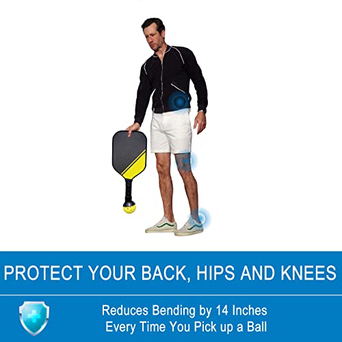QOGIR Pickleball Ball Retriever: Easy Pickleball Ball Accessory to Pick Up Pickleball Balls Without Bending Over, Attaches to Pickleball Paddle Bottom, Fits Any Pickleball Paddles, Black