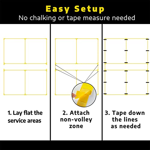 A11N Pickleball Court Marking Kit - Temporary Pickleball Boundary Lines in Standard Court Dimensions, No Measurement Required, Yellow