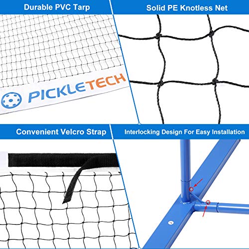 PICKLETECH Portable Pickleball Net Outdoor 22FT (Blue)