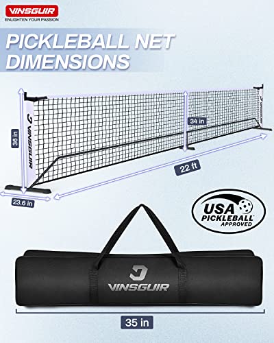 Vinsguir Portable Pickleball Net - 22ft USA Regulation Size