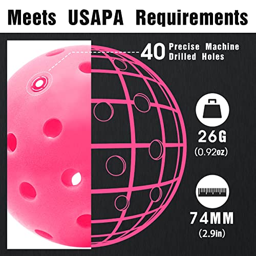 Vvinca Pickleballs 6 Pack - USAPA Approved, Outdoor Use
