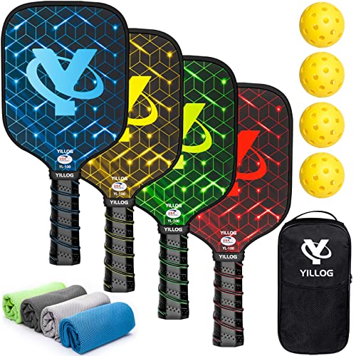 YILLOG 4-Paddle Pickleball Set with Accessories