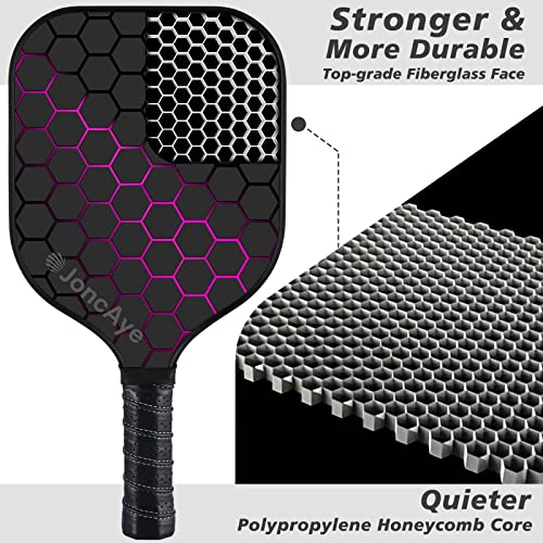 JoncAye Pickleball Racket Set: 2 Fiberglass Paddles, Accessories
