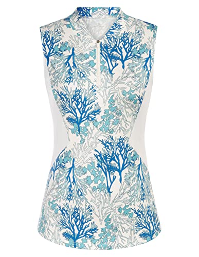 Damen Sport-Poloshirt mit UPF 50+, ärmellos, Korallenblau (XX-L)