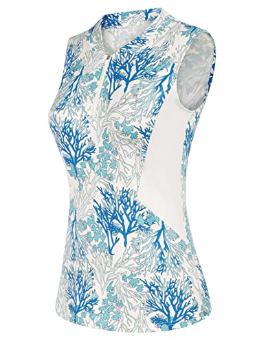 Damen Sport-Poloshirt mit UPF 50+, ärmellos, Korallenblau (XX-L)