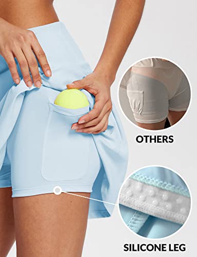 Blue High Waisted Skorts with 3 Pockets for Pickleball