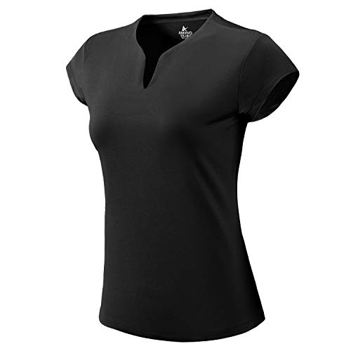 ANIVIVO Women's V-Neck Pickleball Active Tank Top (Black)