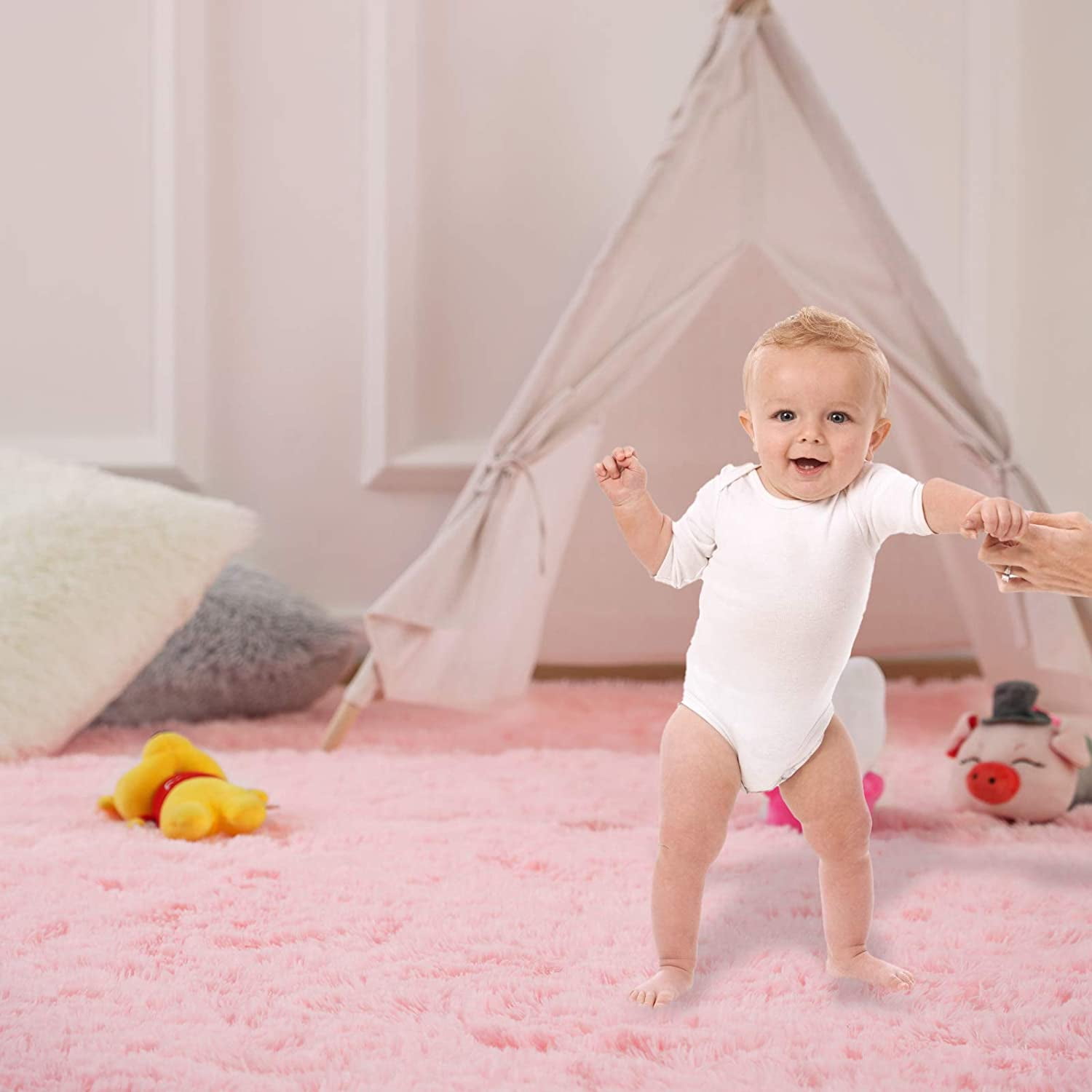 Pink Soft Fluffy Area Rug for Living Room
