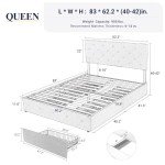 Queen Size Platform Bed with Storage and Headboard