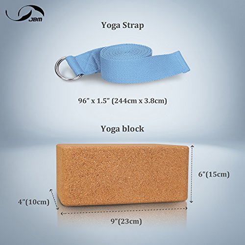 JBM Cork Yoga Block with Strap