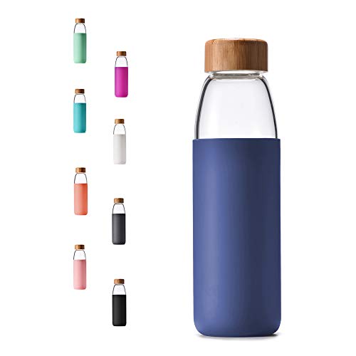 Bamboo Lid Glass Water Bottle BPA-Free