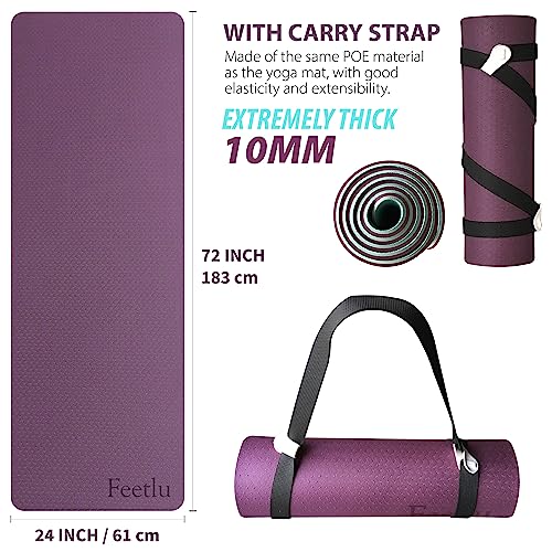 Thick Non-Slip Feetlu Yoga Mat with Strap