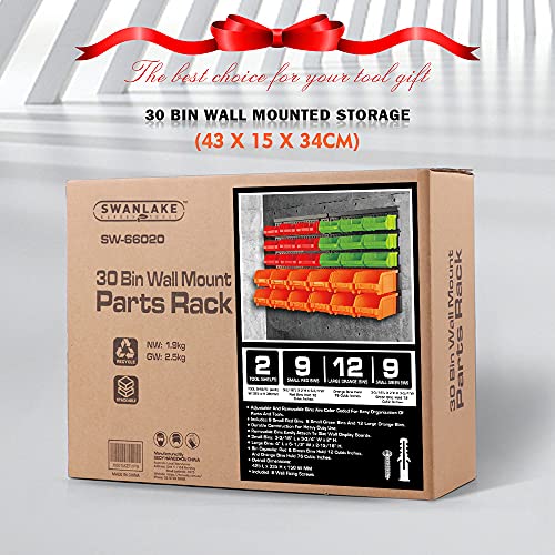 SWANLAKE 30PCS Wall Mounted Tool Storage Bins