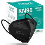 LEMENT 50pcs Black KN95 Face Masks 5 Layer