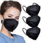 LEMENT 50pcs Black KN95 Face Masks 5 Layer