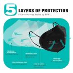 LEMENT 50pcs Black KN95 Face Masks 5 Layer