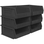 Stackable Plastic Storage Bins - 6-Pack, Black