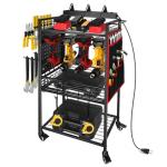 ElecVoztile Garage Tool Organizer Cart with Charging Station