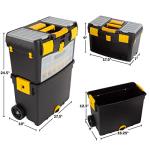 Rolling Tool Box with Wheels and Foldable Handle