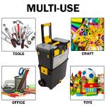 Rolling Tool Box with Wheels and Foldable Handle