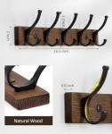 Wood Wall Coat Rack with 5 Hooks, Brown