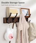 Wood Wall Coat Rack with 5 Hooks, Brown