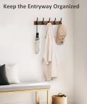 Wood Wall Coat Rack with 5 Hooks, Brown
