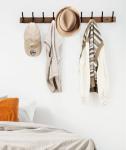 Wood Wall Coat Rack with 5 Hooks, Brown