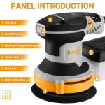 DEKOPRO 5" Random Orbital Hand Sander with Dust Box