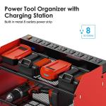 Wall-Mounted Power Tool Organizer with Charging Station