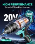 COMOWARE 20V Cordless Drill with Battery & Bits