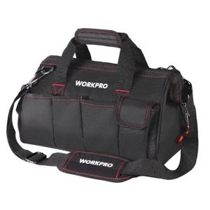 WORKPRO 14-Inch Black Multi-Pocket Tool Bag