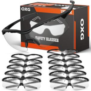 OXG 12 Pack Clear Impact-Resistant Safety Glasses