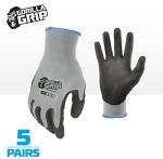 Gorilla Grip Work Gloves, Maximum Grip, 5 Pairs