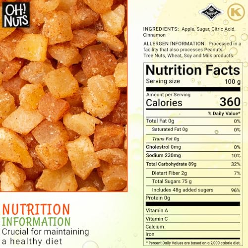 Dried Cinnamon Apple Bites - 1 LB Delicious Snack