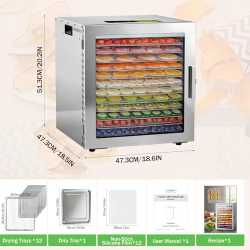 1000W Commercial Food Dehydrator with 12 Trays