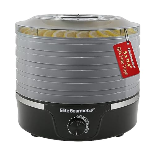 Elite Gourmet EFD319BNG Food Dehydrator, Adjustable 5-Tray