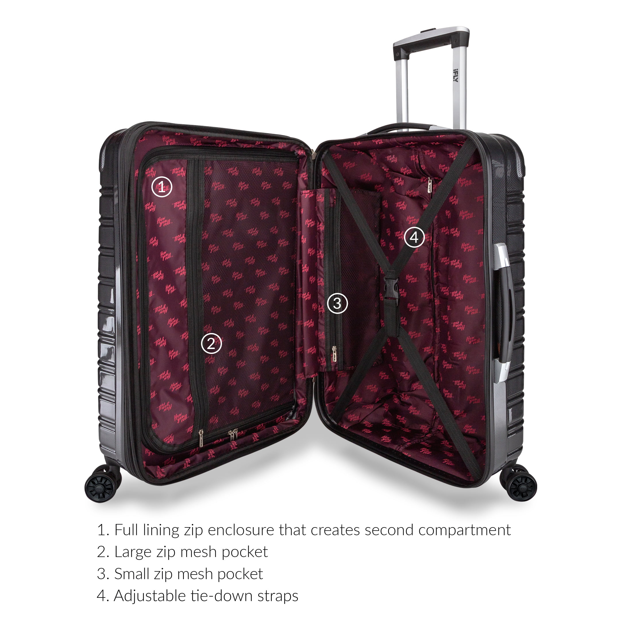 iFLY Hardside Luggage Fibertech 20 Inch Carry-on Luggage, Black